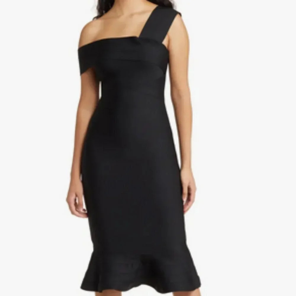 Rare London Asymmetric Bandage Fishtail Dress. Sz: 6